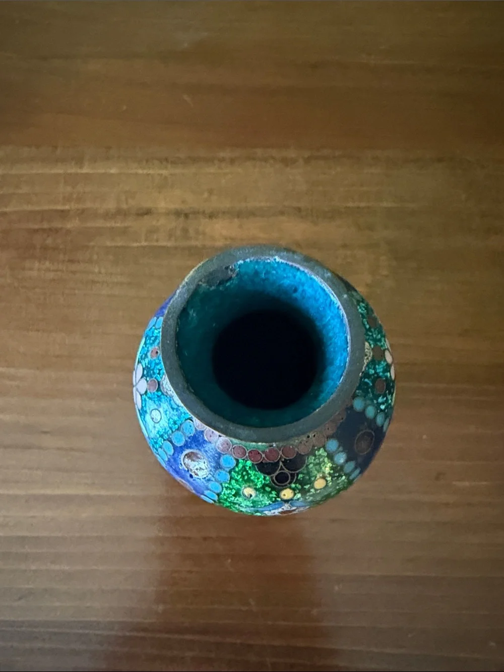 Blue Cloisonné Floral Mini Vase